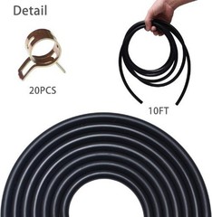 10ft 3/16″ ID Fuel Hose with 20 Clamps for Small Engines, Min Color: 3/16 Inch