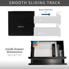 VIVO Black Dual Level 16″ Pull Out Under Desk Storage Drawer Set without Shell