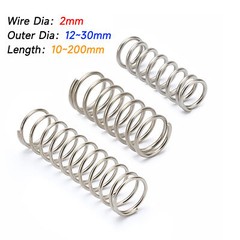 Wire Diameter 2.0mm Compression Spring 12-30mm Outer Dia. & 10/20-200mm Length
