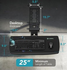 Keyboard Tray Under Desk with Storage Drawer, Height Adjustable Keyboard Tray
