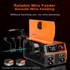 Flux Core MIG Welder 135A 110V 3-IN-1 MIG/ARC/Lift TIG with TIG Welding Torch
