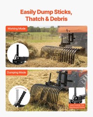 VEVOR 42 in 3-Point Tow Behind Landscape Rake with Blade Fit Category 1 Tractor