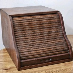 Antique 1900s Wooden Roll Top Tabletop. Secretary Desk Organizer Caddy Fine wood