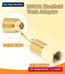 R1234YF Self-Sealing Can Tap with R134A Tank Adapter, 1/2” to 1/4” SAE Refrige