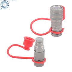 3/8″ Flat Face Hydraulic Quick Coupler Set w/ Dust Caps 3/8″ NPT