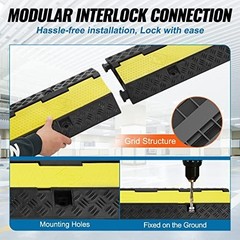 VEVOR 5-Piece Rubber Cable Protector Ramp 2-Channel Heavy Duty Driveway Cover