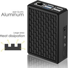Aluminium Raspberry Pi 4 Case – Passive Heatsink Cooler for 4 Model black