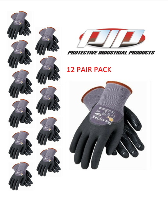 PIP 34-845 MaxiFlex Dotted Palms Micro-Foam Gloves – Sizes SM-XLG – 12 Pair Pack