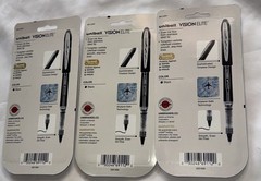 Lot of 12 Uniball Vision Elite Rollerball Pens 0.5mm Micro Point Black Ink – NEW