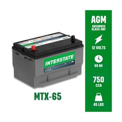 Interstate Batteries Automotive Battery 12V 68Ah (Group Size 65) 750CCA SLI A…