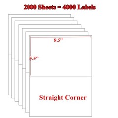 4000 Premium Half Sheet 8.5×5.5 Self Adhesive Shipping Blank Labels 2 Per Sheet