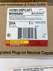 (10) Square D Homeline HOM120PCAFI 1P 20A 120VAC (10 Pack) Circuit Breakers NEW