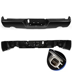 Gloss Black Rear Bumper for 09-18 Dodge Ram 1500 Dual Exhaust w/o Sensor Holes