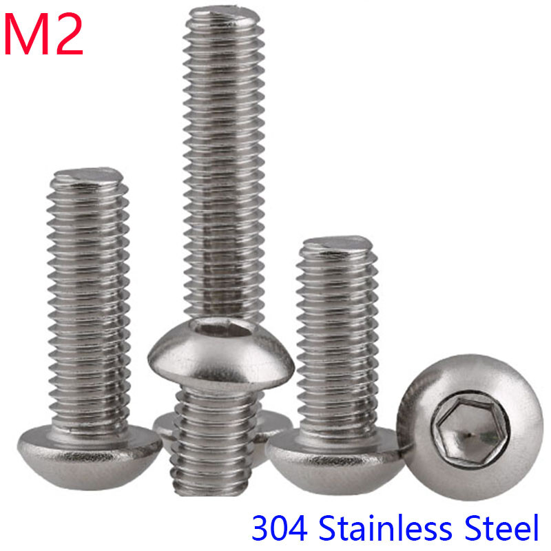 M2 – 0.4 2mm Metric 304 Stainless Steel Hex Socket BUTTON HEAD Screws Bolts A2