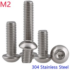 M2 – 0.4 2mm Metric 304 Stainless Steel Hex Socket BUTTON HEAD Screws Bolts A2
