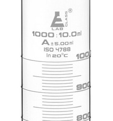 Eisco Labs 1000ml Graduated Cylinder, Class A, White Graduations, Round Base
