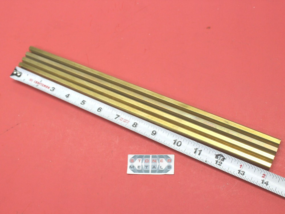 4 Pieces 5/16″ C360 BRASS HEX BAR 14″ long New Lathe Bar Stock .312″ 1/2 Hard