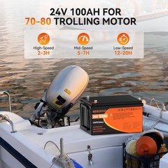 24V 100Ah LiFePO4 Lithium Battery 2560Wh Deep Cycles For RV Solar Boat Off-grid