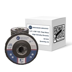 Benchmark Abrasives 4.5� x 7/8� Flap Discs 10 Pack High Density Zirconia Sanding