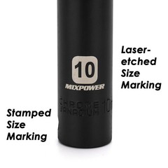 MIXPOWER 6PCS 3/8″Drive 10mm Deep&Shallow Socket, 6 Point & 12 Point, 10MM
