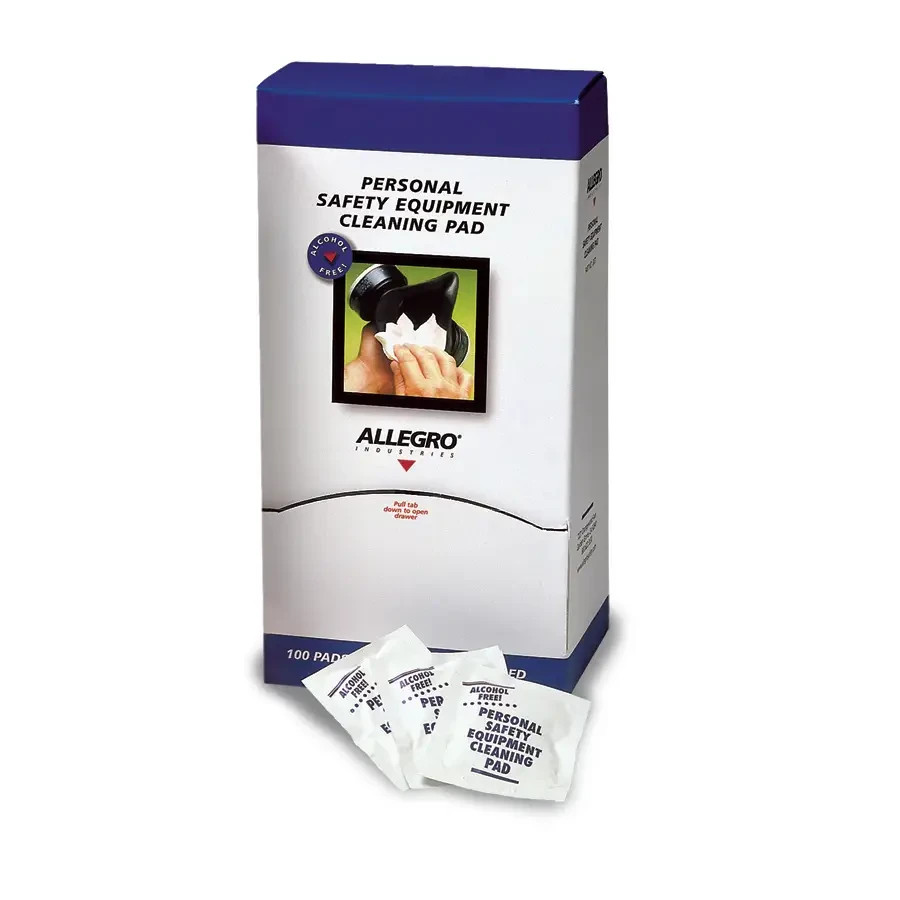 Allegro 3001 Alcohol Free Respirator Safety Cleaning Wipes Pads, 100 Per Box