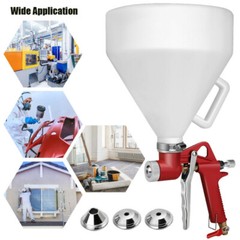 Ceiling Wall Texture Air Hopper Spray Gun Paint Drywall Painting W/ 3 Nozzles