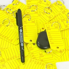 Poly Key Tags Plastic Key Tags w/ 200 Rings & 2 Markers Car Dealer 200 Pieces (f