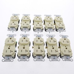 10 Hubbell Almond Tamper Resistant Commercial Duplex Receptacles 20A CR20ALTR