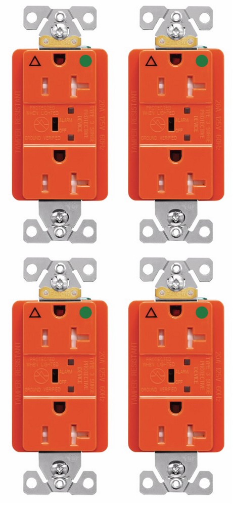 (case of 4) Eaton TRIG8362RNS 20 Amp TVSS Surge Protection Duplex Receptacle