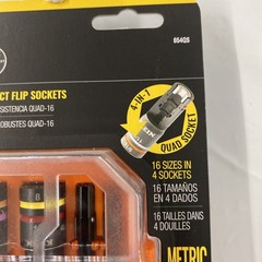 New Klein Tools 654QS KNECT Quad-16 Heavy Impact Flip Socket 6pc Set SAE/Metric