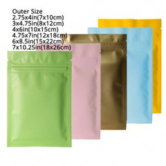 Multi-Color & Size Matte Finish Foil Mylar Double-Sided Zip Lock Pouch Bag M