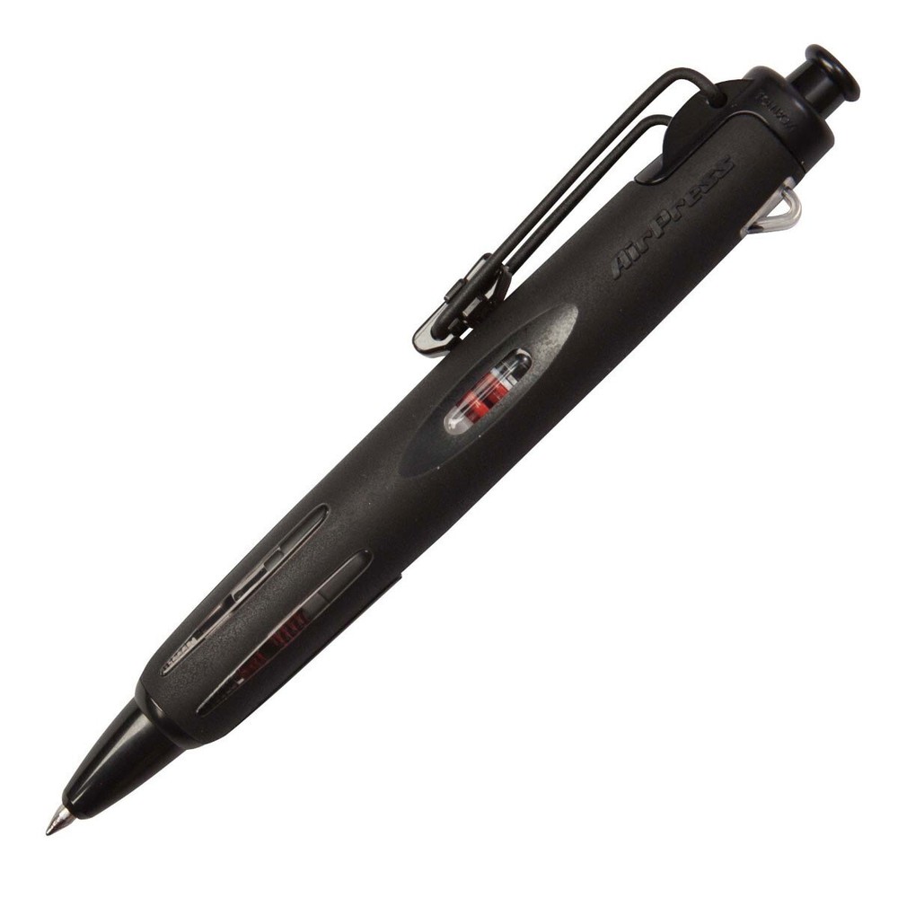 Tombow AirPress 56065 Ballpoint Pen, Black Barrel, 0.7mm Fine, Black Ink