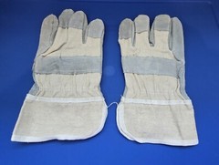 Off-White and Light Gray Leather Work Gloves – 9.5 in