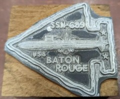 Rare USS Baton Rouge SSN-689 submarine US Navy military printer stamp block 2.75