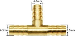 Joywayus 1/4″ Hose Barb Tee T shaped 3 way Union 6.5mm(1/4"), Brass