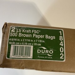 Premium Quality Duro Brown Paper BagS, 2 Pound Kraft FSC Bags 500 Count # 18402
