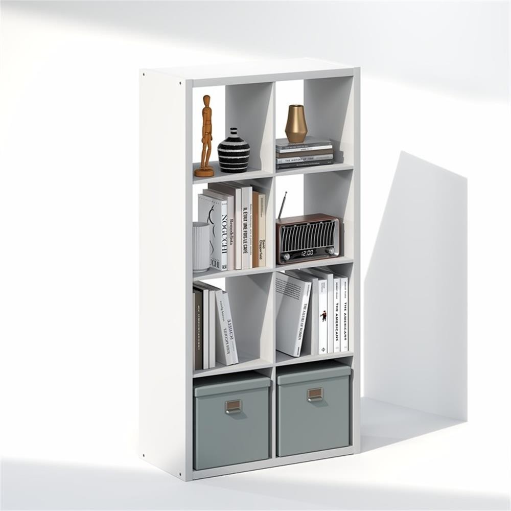 Pemberly Row 8-Cube Vinyl Record Media Storage Organizer in White