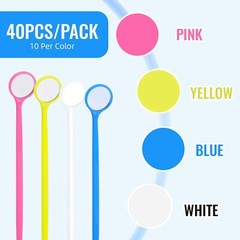 40Pcs Disposable Dental Inspection Mouth Mirror,Oral Tools Checkers (4 Colors)