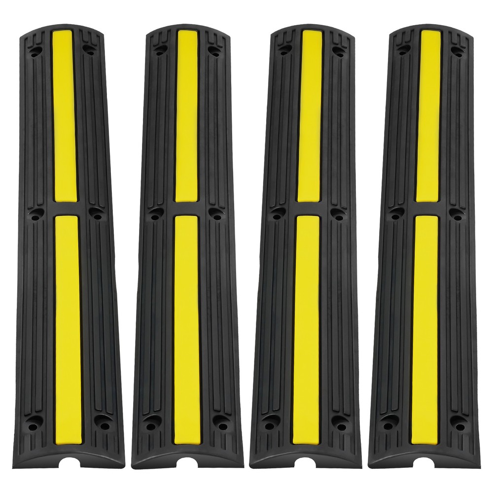 4-Pack 39in Rubber Cable Protector Ramp, 18000lb Load, Anti-Slip & Reflective