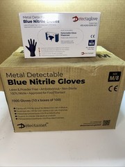 Case of 1000 Detectaglove Nitrile Gloves Size M/8 Latex & Powder Free 05/2027