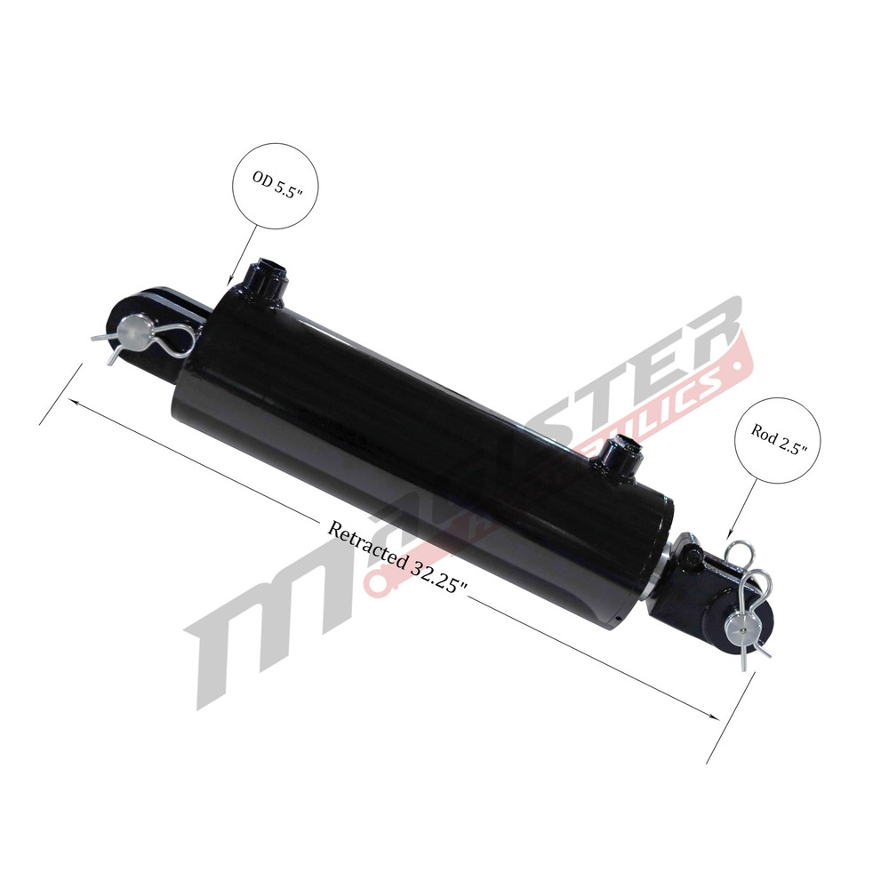 Hydraulic Cylinder Welded Double Acting 5″ Bore 20″ Stroke Clevis End 5×20 NEW