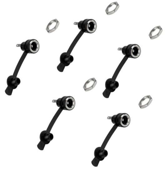 (5 pcs) DC Coax/Barrel Jack 2.1 x 5.5mm Panel Mount with Protective Rubber Cap