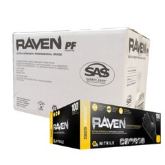 SAS Raven (LARGE) Black Nitrile Gloves Powder Free 66518 Box Of 100