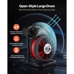 Uimoso Drain Cleaning Machine with 75FT x 3/8 Inch Cable and 4 Cutters