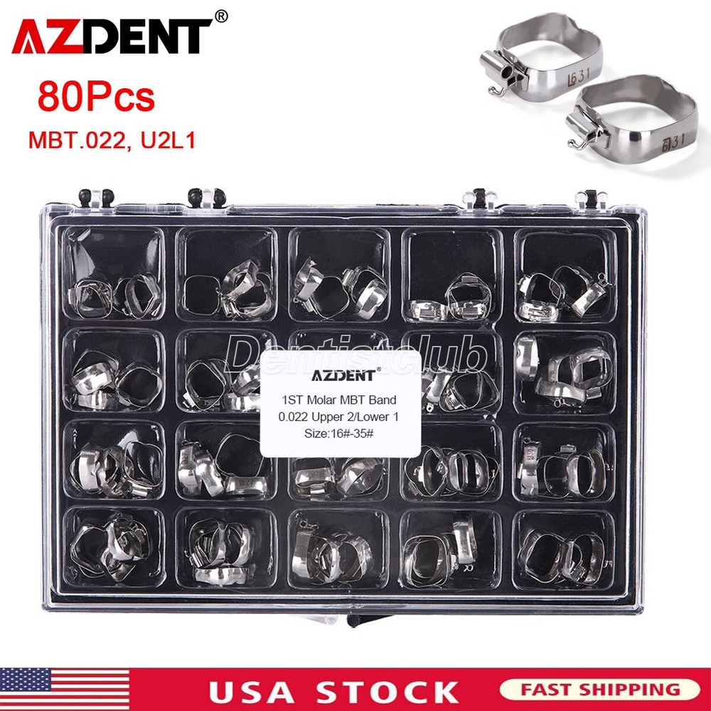 AZDENT Dental Orthodontic Bands Buccal Tube 1st Molar MBT.022 U2L1 16#-35#