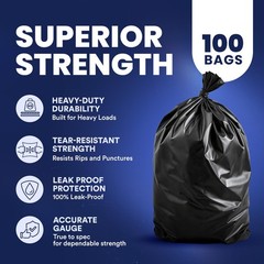 Plasticplace 55-60 Gallon Trash 1.0 Mil Heavy Duty Garbage Can 38 X 58 100