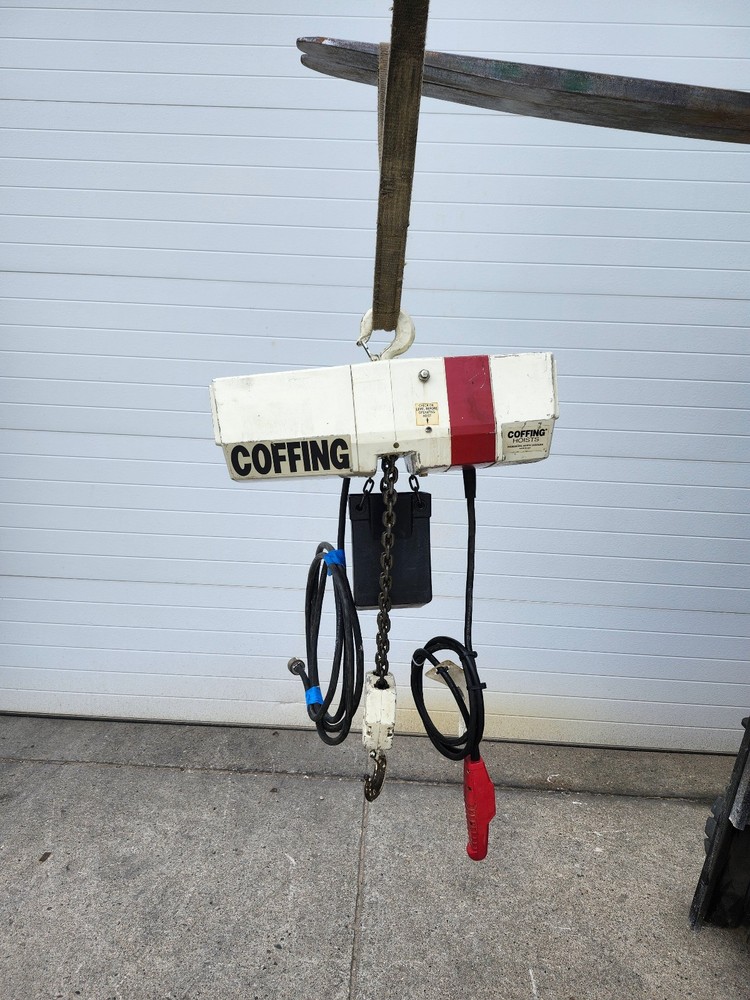 Coffing EC4006 2 Ton 120V 8′ Lift 6 fpm Top Hook Electric Chain Hoist Used Works