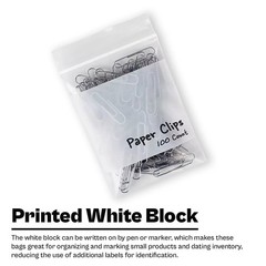 1000 Pcs 4″x 8″ 2 Mil Reclosable Bag Writeable White Block Water-Resistant