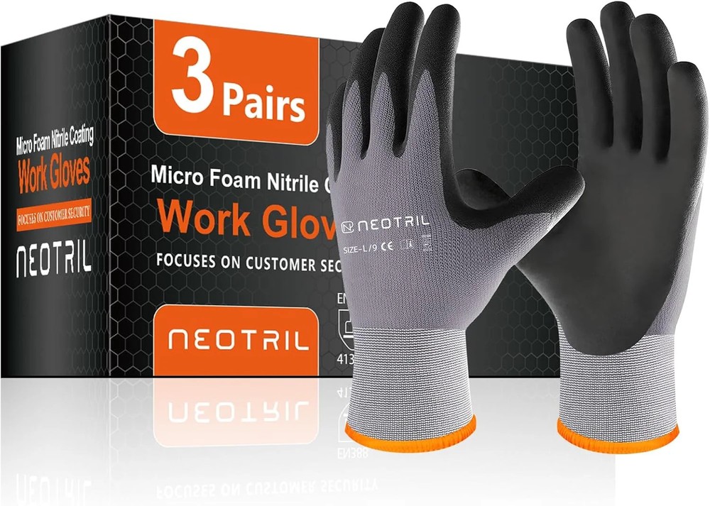 Safety Work Gloves MicroFoam Nitrile Coated-3/6/12/36 Pairs,Breathable N
