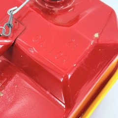 Vintage Blitz 2.5 Gallon Spare Fuel Tank Gas Can Red Metal w/ Yellow Tray